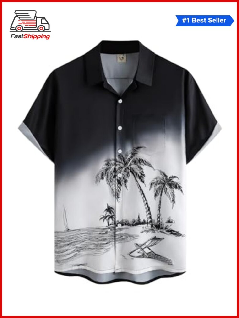✨ Hardaddy Men's Hawaiian Shirt Coconut Printed Short Sleeve Button Down Beach